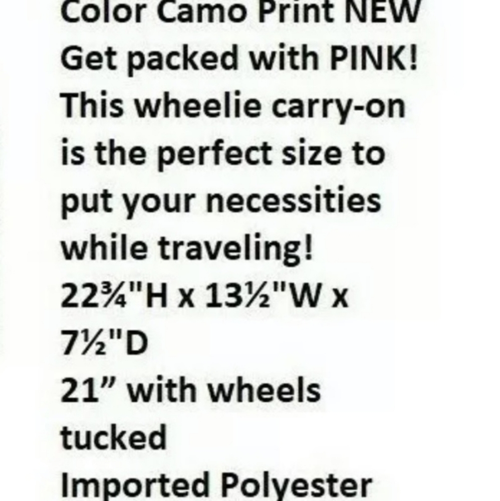 NWT PINK Victoria's Secret Camo Luggage Suitcase - Picture 2 of 4